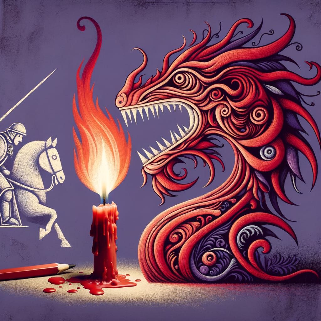 Surreal Dragon Knight: Primitivism Meets Digital Art