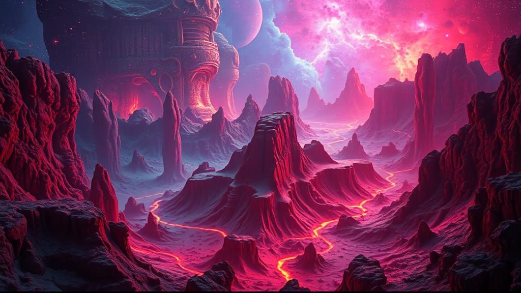 Surreal Subatomic Landscape in Cinematic Style