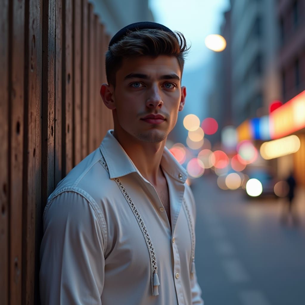 Jewish Man Portrait in Urban Setting, Matte Painting