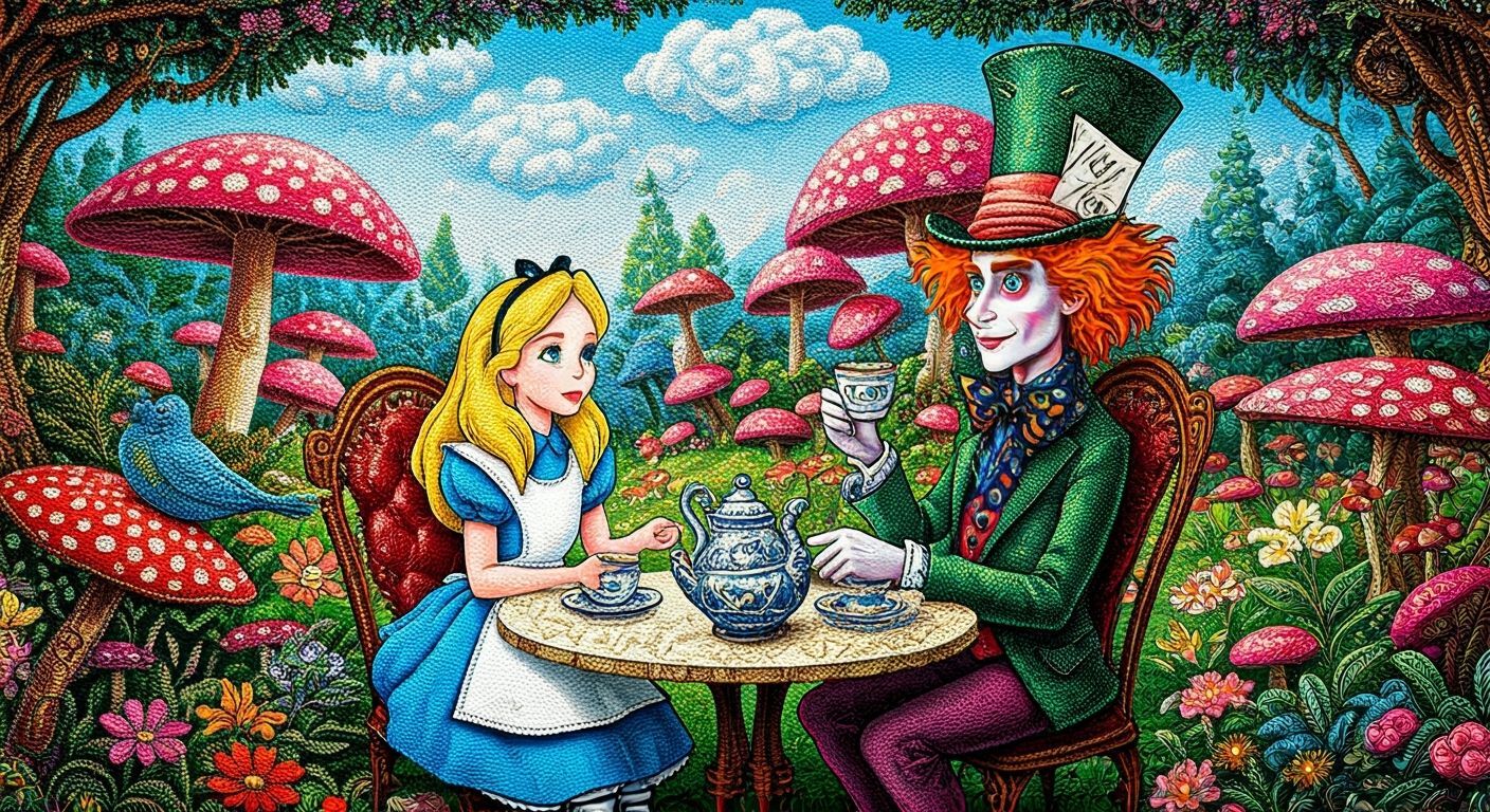 Beaded Alice in Wonderland Tea Party