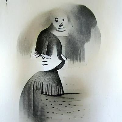 Unsettling Woman Stares: Black and White Illustration
