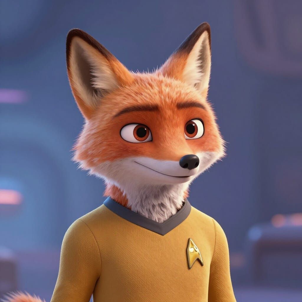 Captain Fox Leads Enterprise in Pixar Style