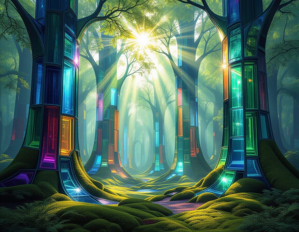Glass Forest Sunlight Refracting Miniature Rainbows