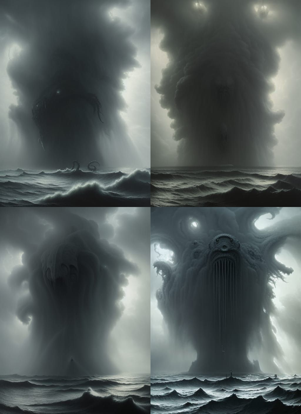 Cthulhu Rises: A Hyperdetailed Charcoal Horror