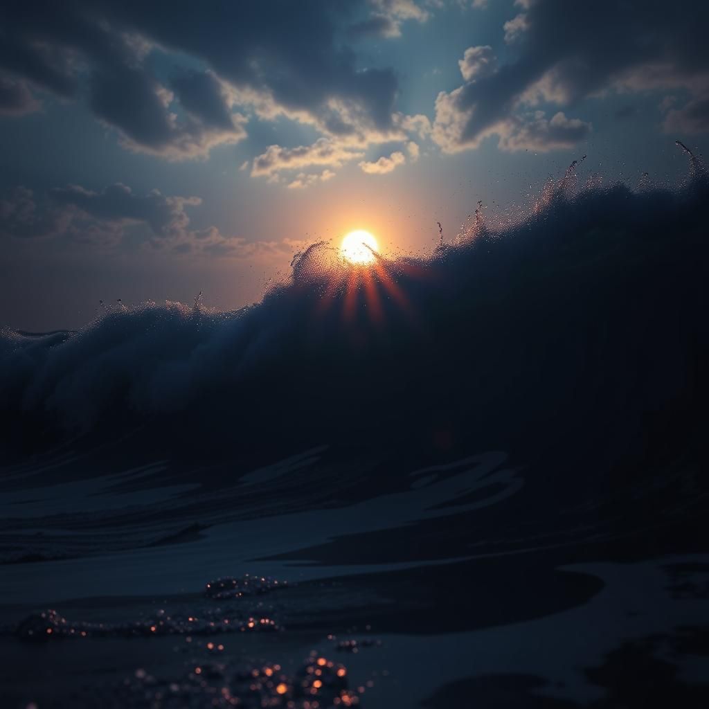 Mystic Horror Sunset: Hyperrealistic Atmospheric Seascape