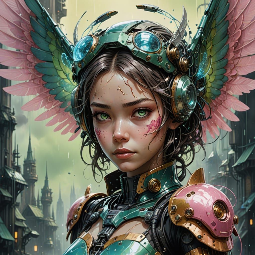 winged Cyborg, Geof Darrow Style, Yoji Shinkawa Style, Makeu...