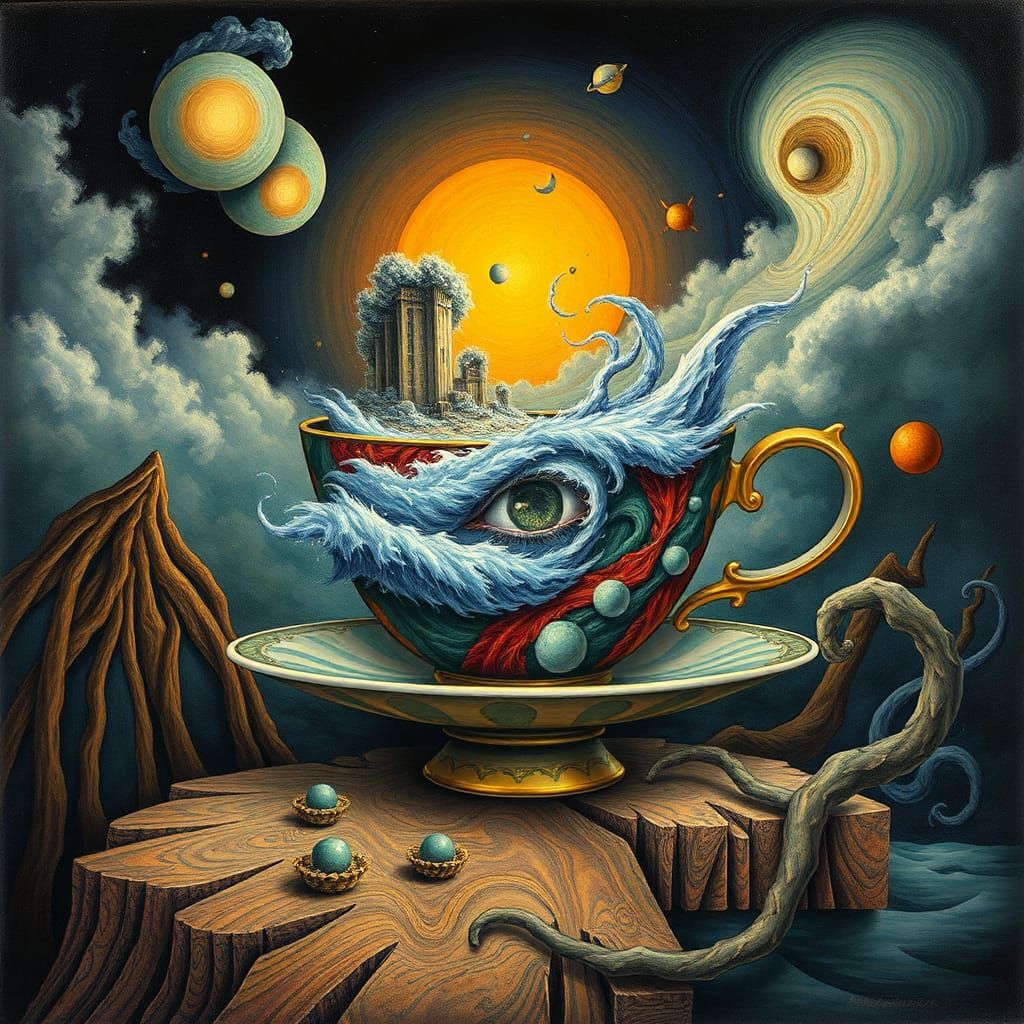 Fractal Tempest in Teacup: Surreal Fantasy Art