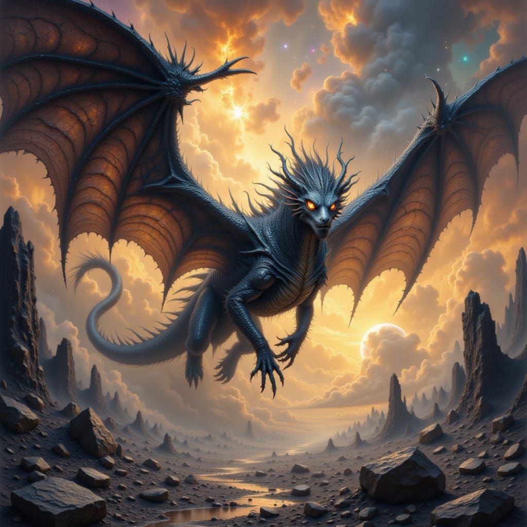 Ancient Dragon Soars Through Cosmic Nebula