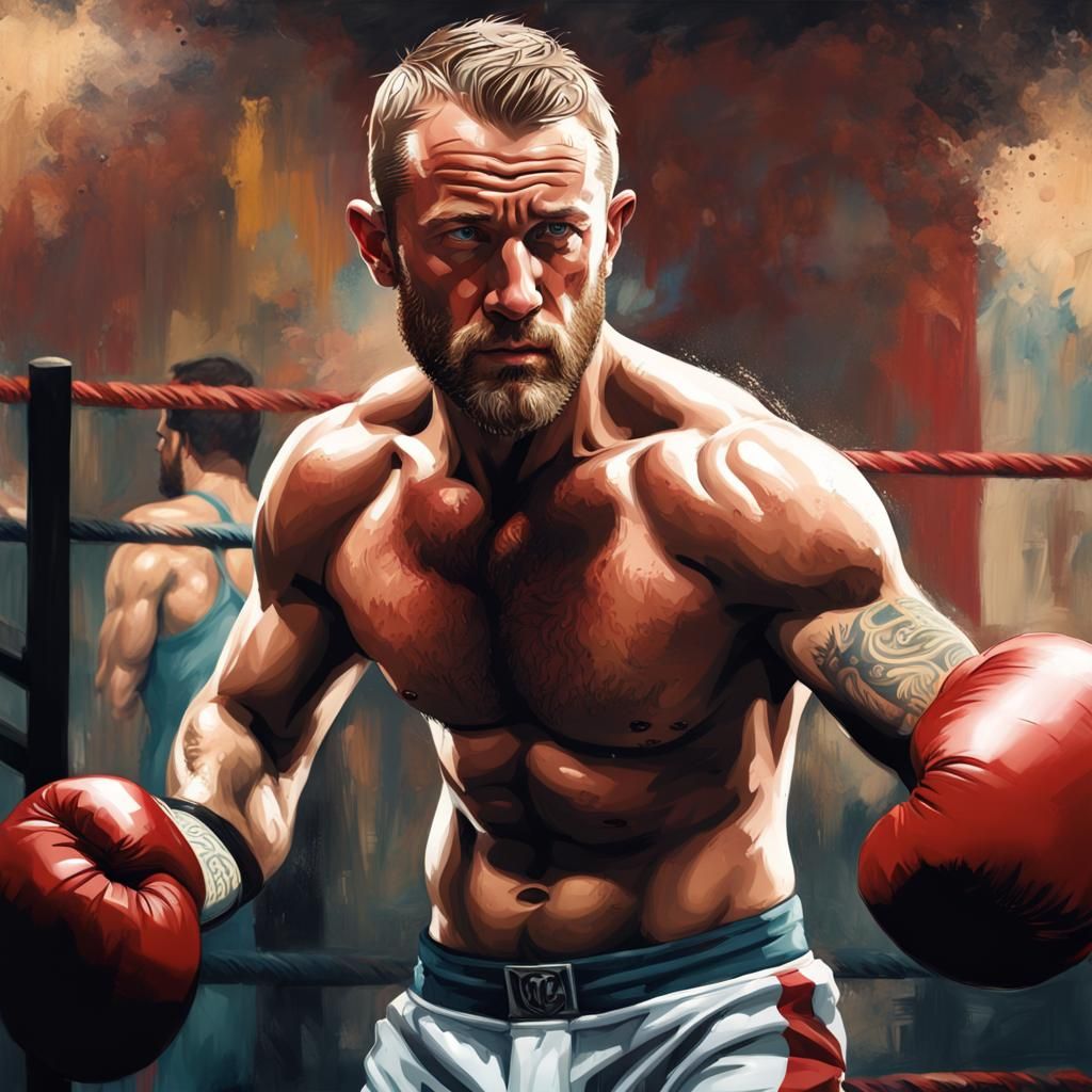 Hyperrealistic Boxer Portrait with Dramatic Lighting