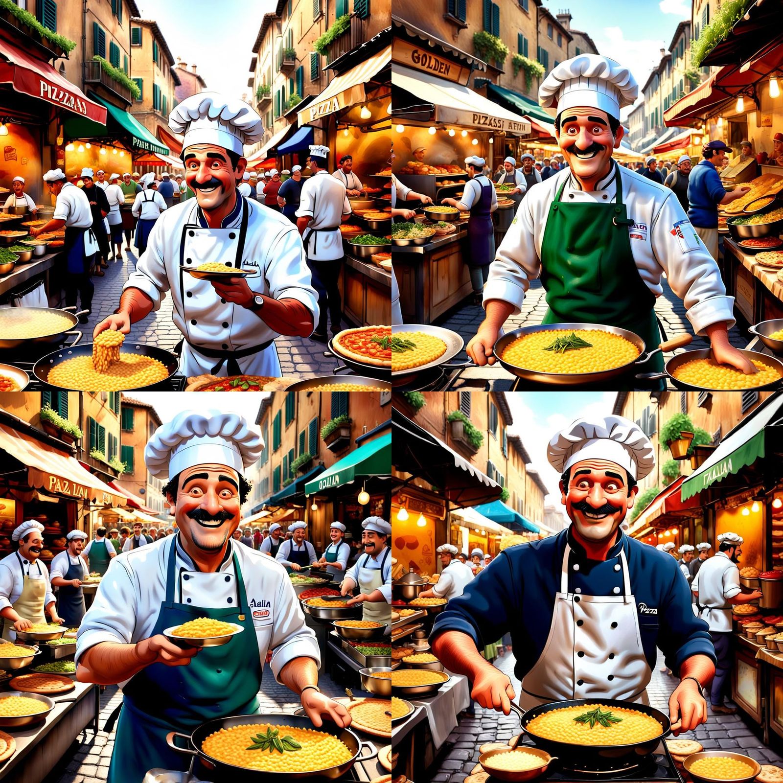 Italian Chef Cooking Risotto in Pixar Style