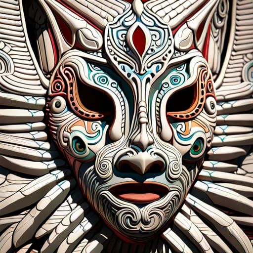 Intricate Stone Ayahuasca God Head, 3D Render