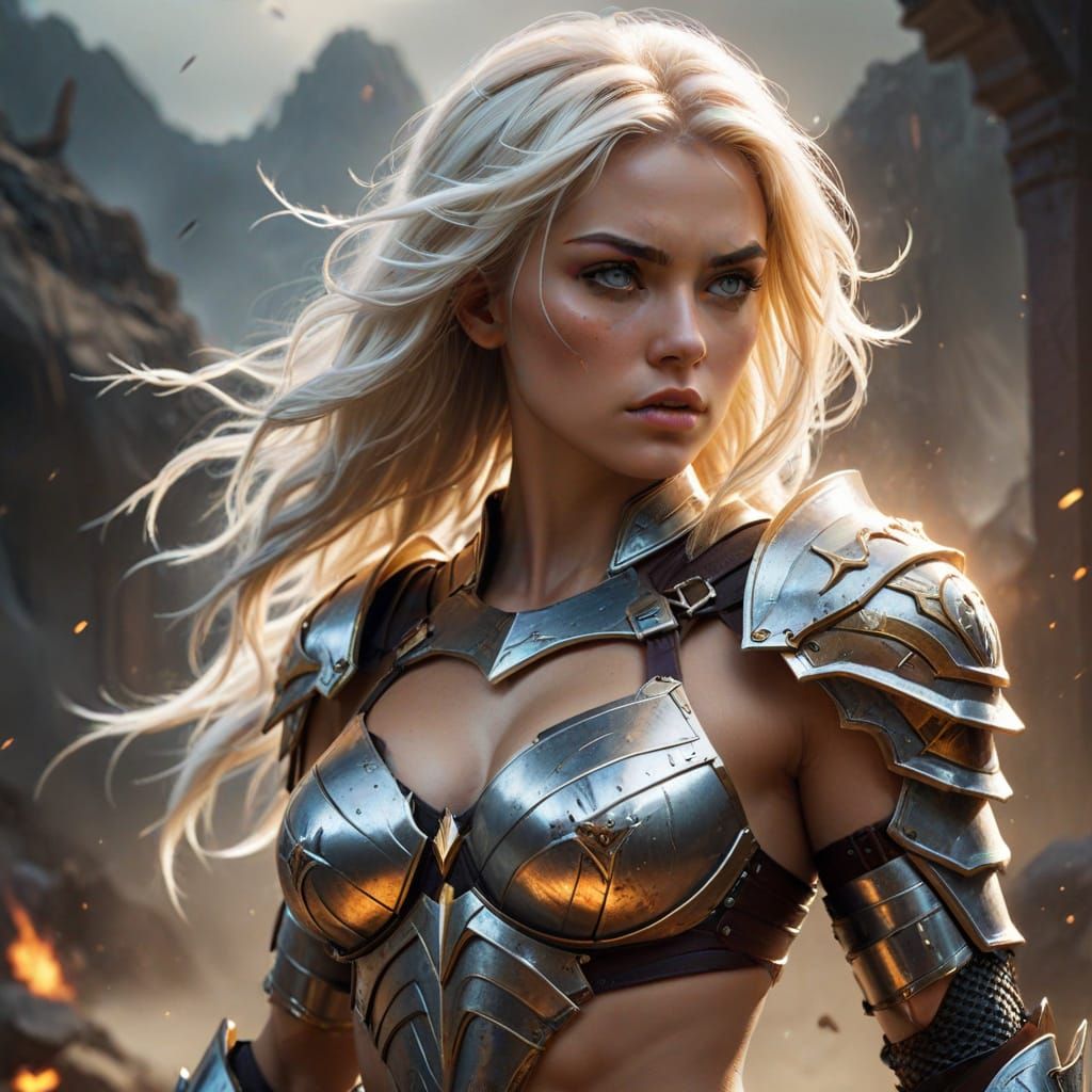 Hyper-Realistic Fantasy Warrior Woman in Bikini Armor