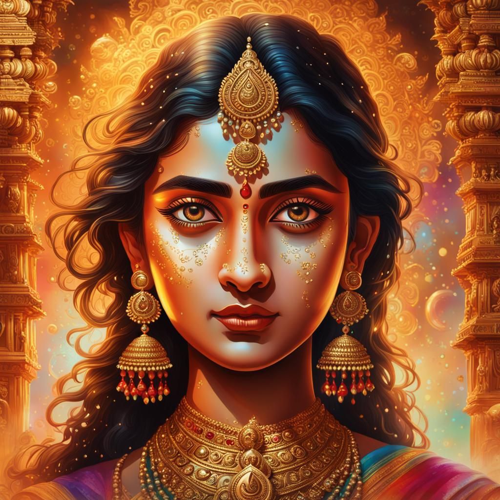 Maa Durga Eyes in Hyperrealistic Splash Art