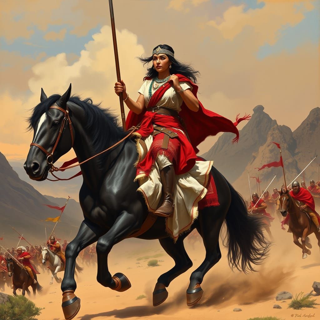 Majestic Amazigh Warrior Leads Epic Charge Through Golden De...