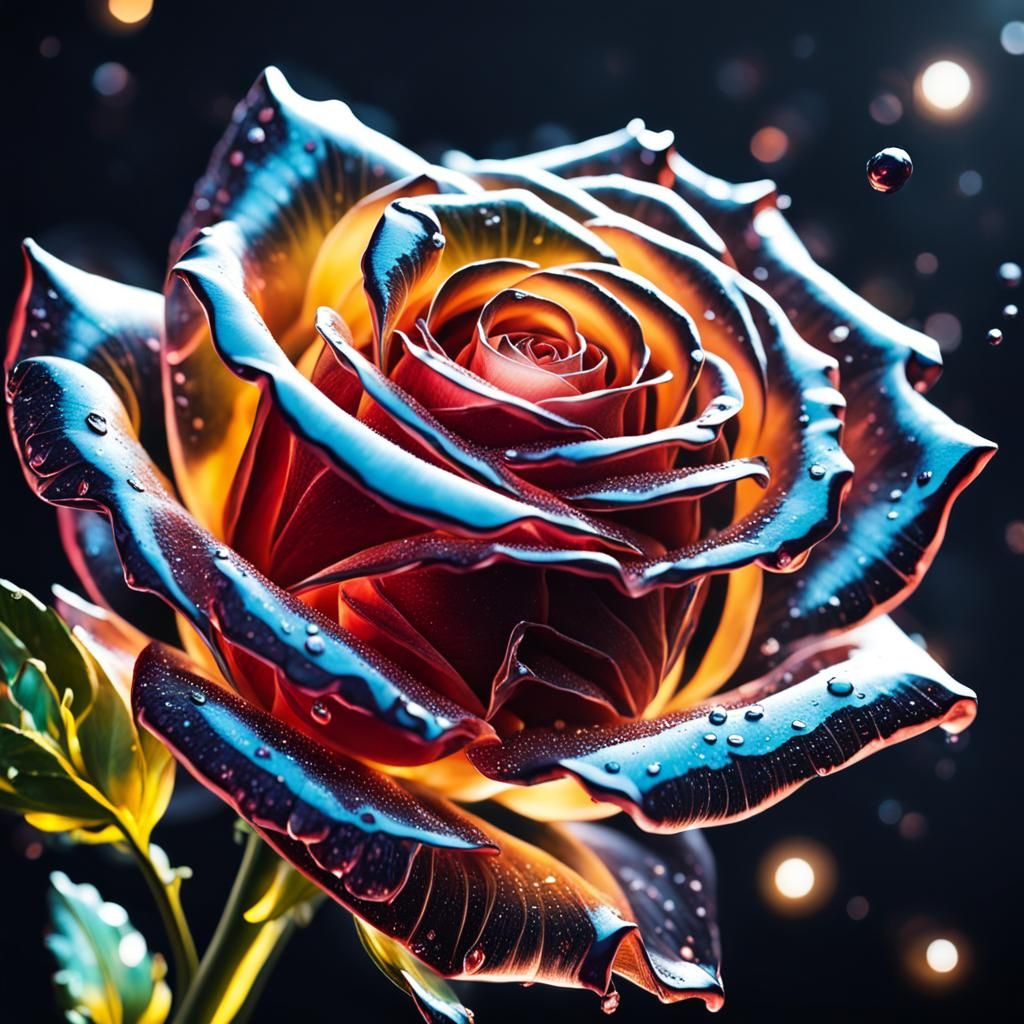 Transparent Rose Close-Up in the Dark: Hyperrealistic Art