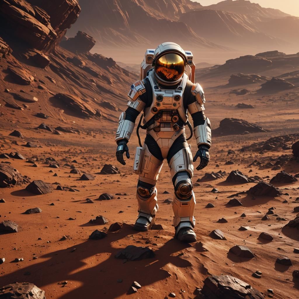 Astronaut's Discovery on Mars in Sci-Fi Style