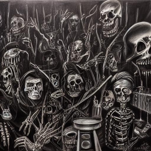 Macabre Horror Expressionist Painting of a School