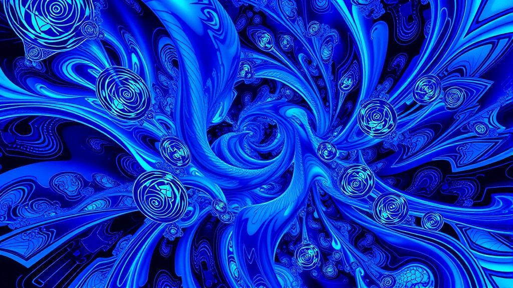 Electric Blue Psychedelic Fractal in 3D