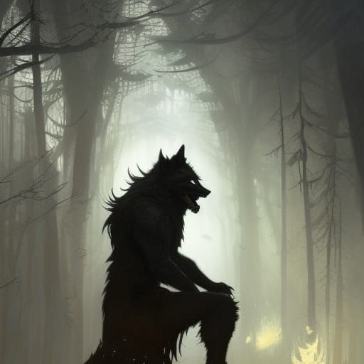 Detailed Werewolf Concept Art in Dark Fantasy Style