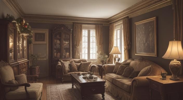 Cozy Snow Night: Antique Furniture and Moody Lights