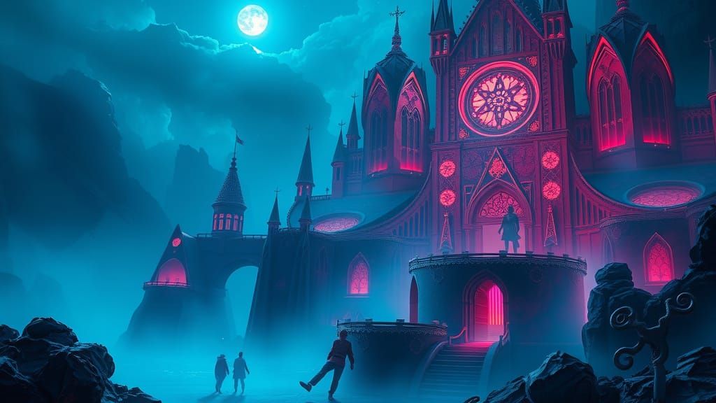 Surreal Void Kingdom in Deep Blues and Purples