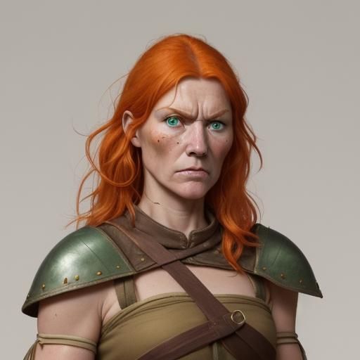 Retired Barbarian Farmer with Orange Hair