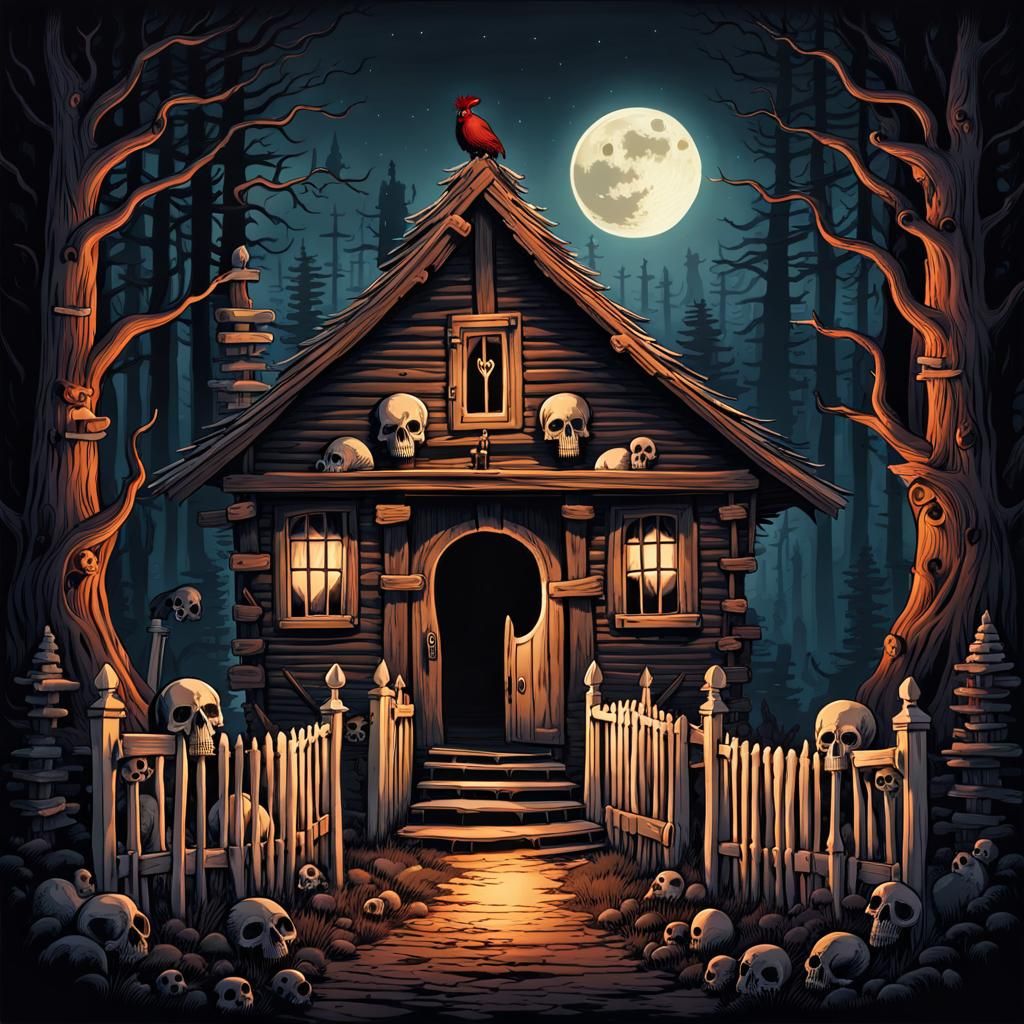 Creepy Cabin on Chicken Legs in Haunted Forest