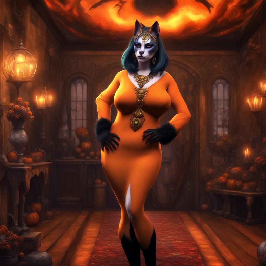 Goth Halloween Goddess: A Celestial Digital Portrait