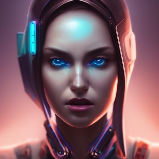 Cyberpunk Woman Portrait in Hyperrealistic Style