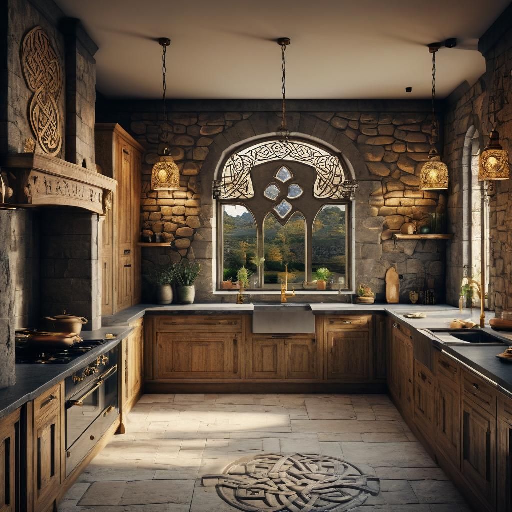 Celtic-Inspired Kitchen Interior Design in Castle