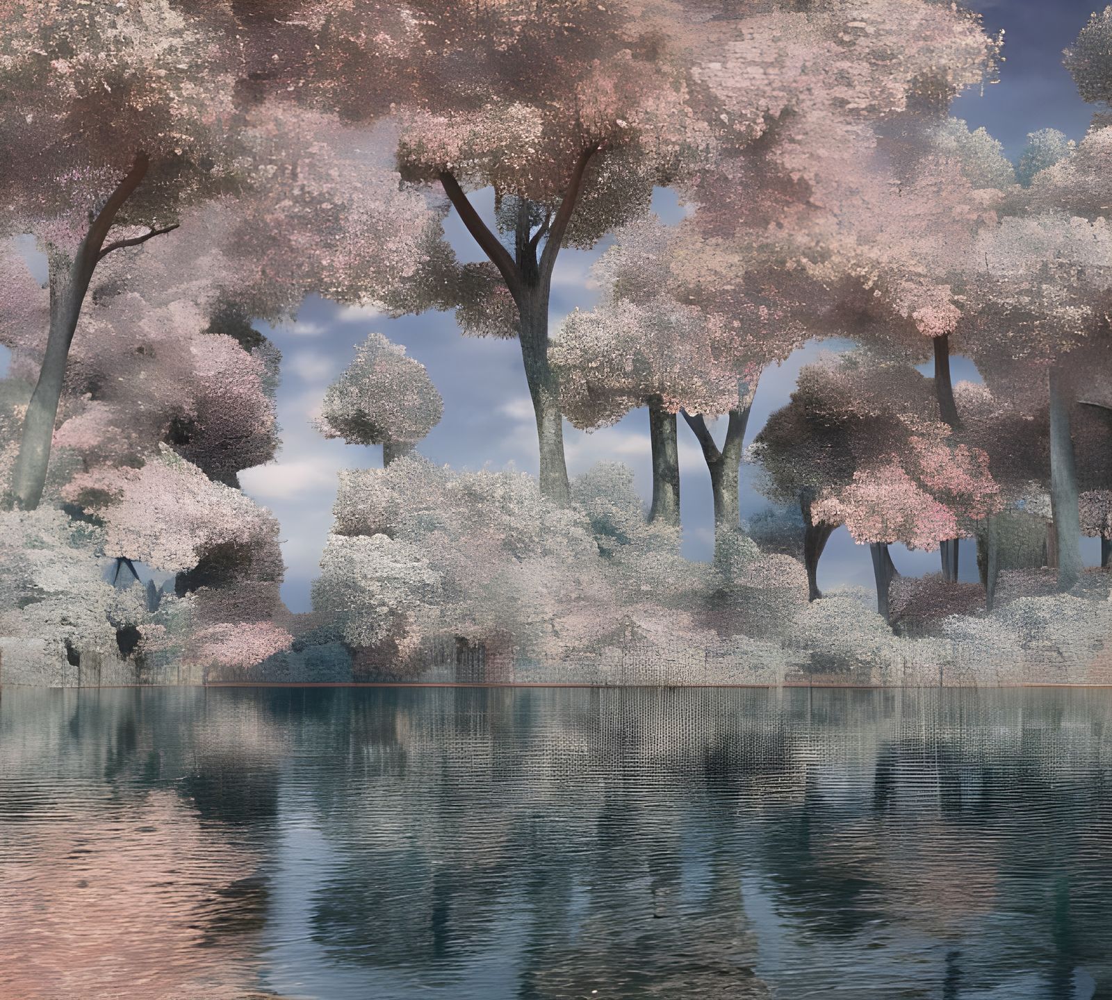 Serene Lake in Surreal Infrared Solarization