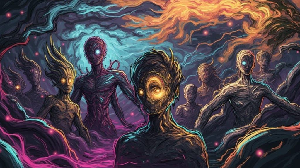 Abstract Digital Art with Sprite and Impasto Synth Elements