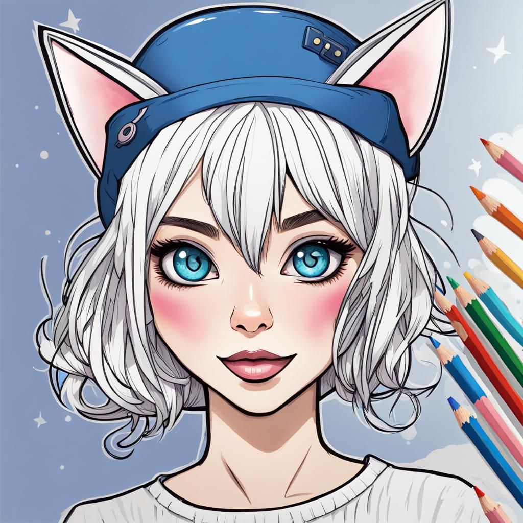 Gamer Girl Birthday Card in Pencil Drawing Style