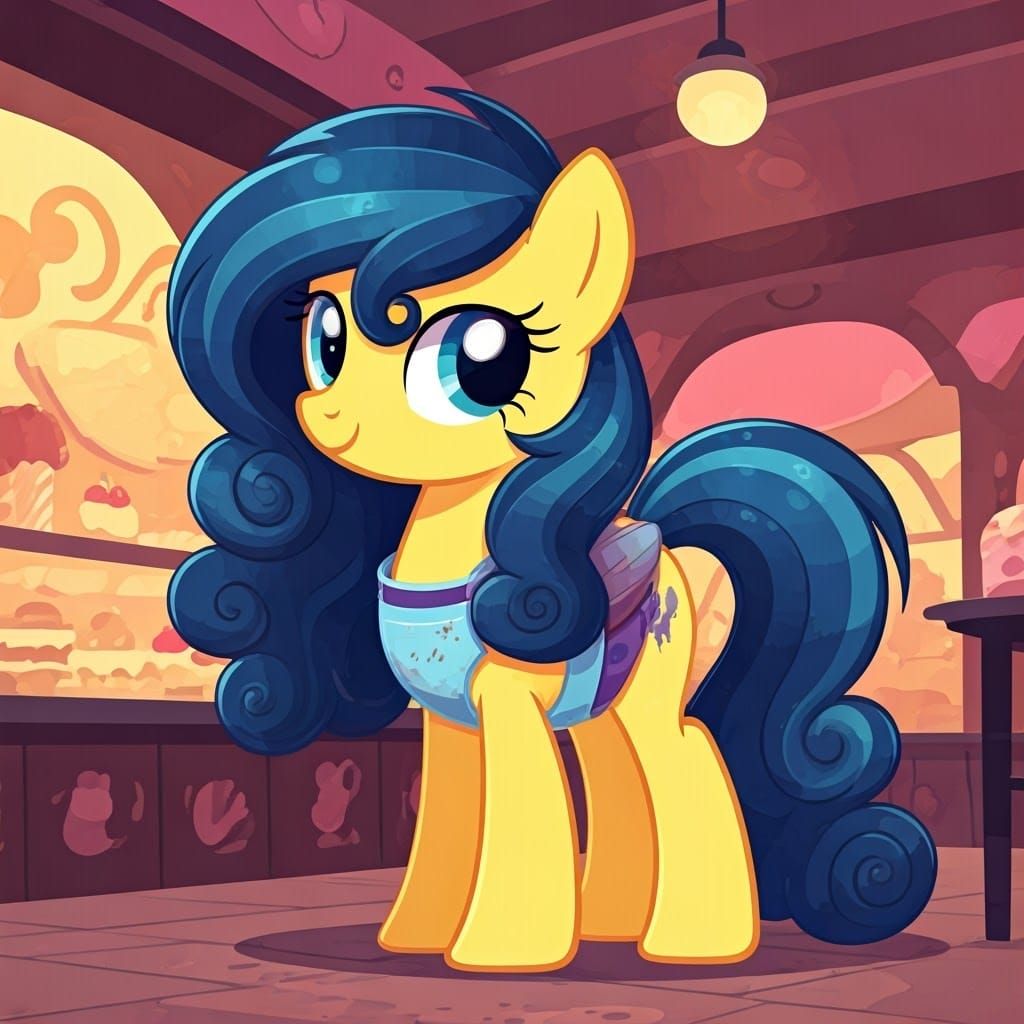 Bright Yellow Pony in Whimsical Baking Scene