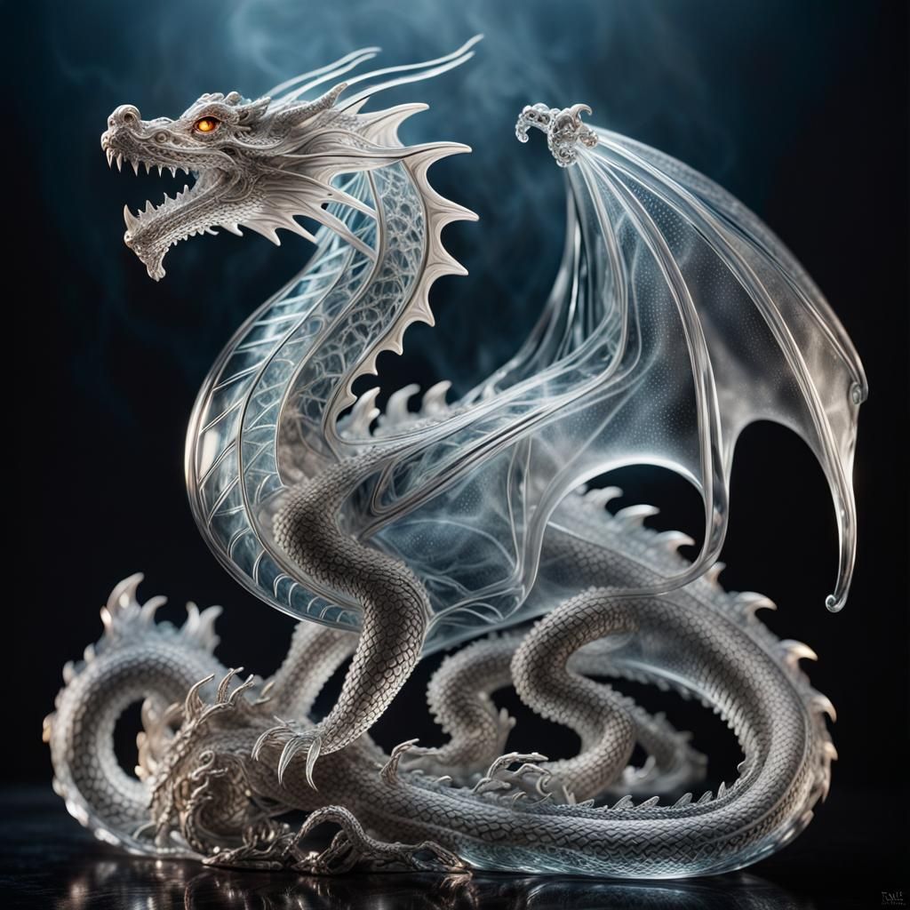 Ornate Crystalline Glass Dragon in Victorian Style