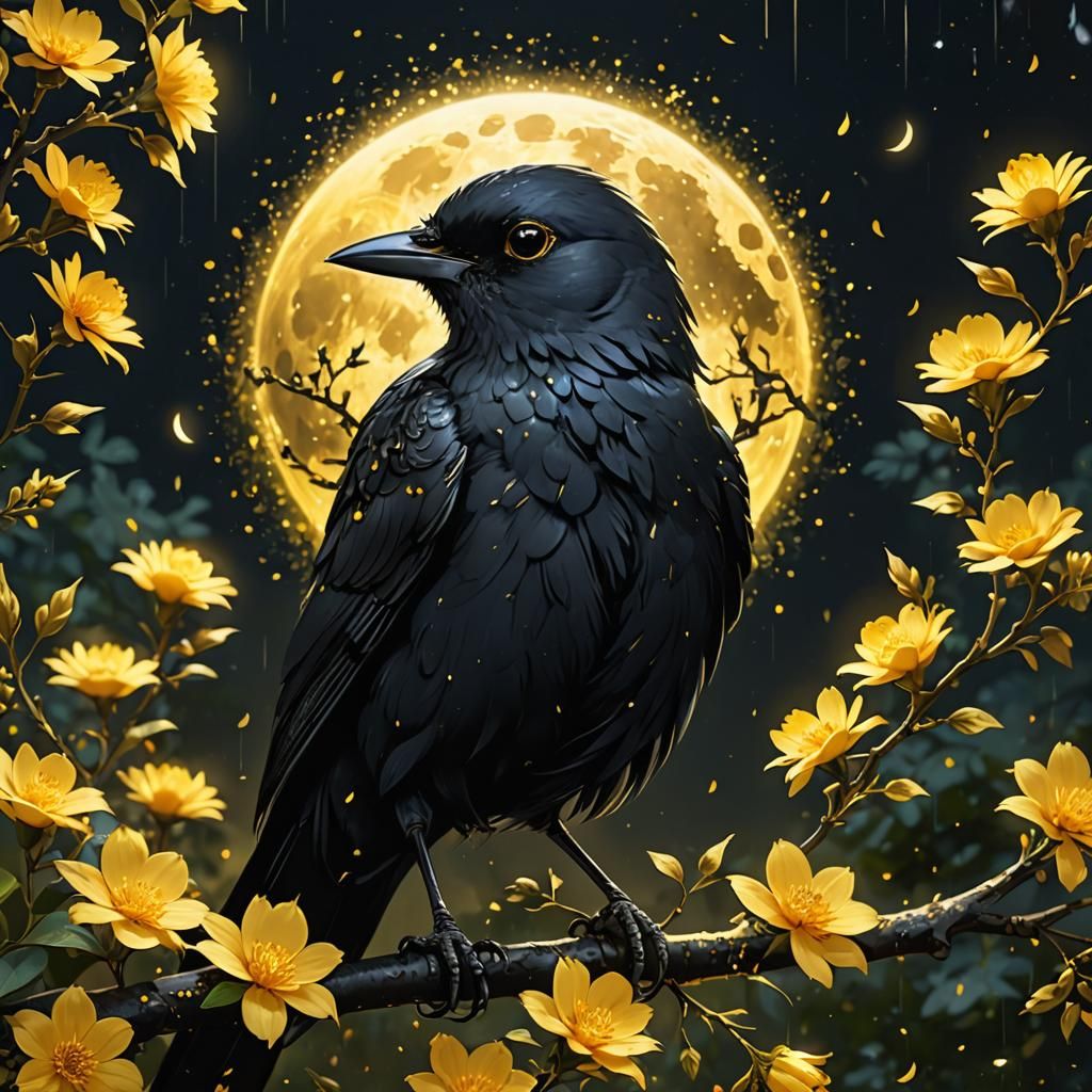 Mythical Golden Bird in Anime Style