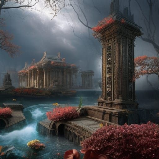 Dramatic Maximalist Digital Matte Painting