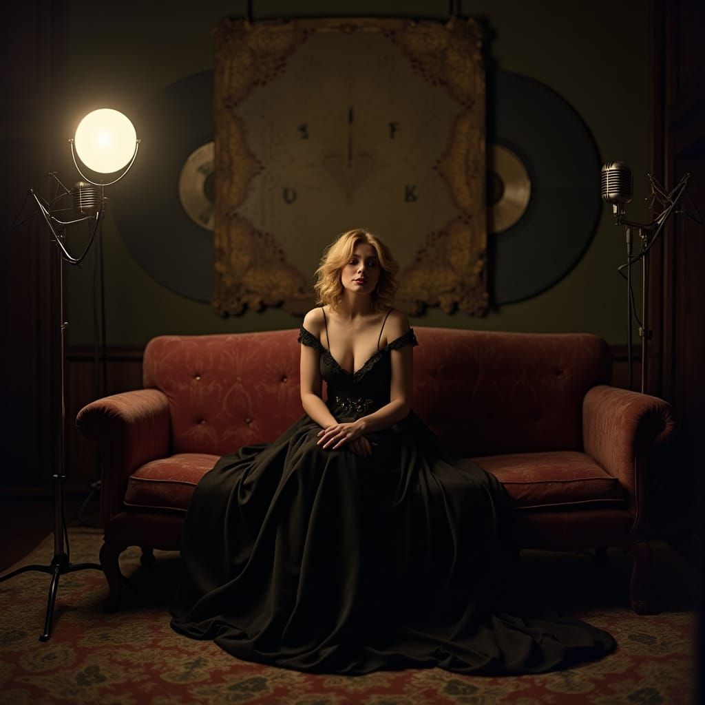 Soulful Singer Lost in Vintage Recording Studio