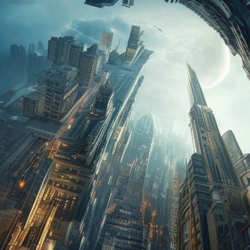 Inverted Cityscape: Epic Digital Matte Painting