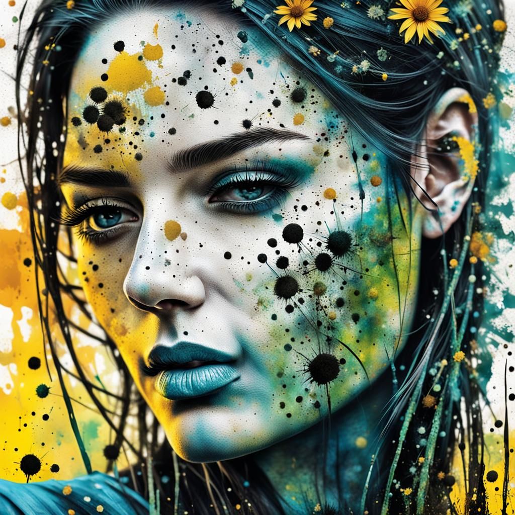 Dreadpunk Brunette in Future City: Zentangle Art