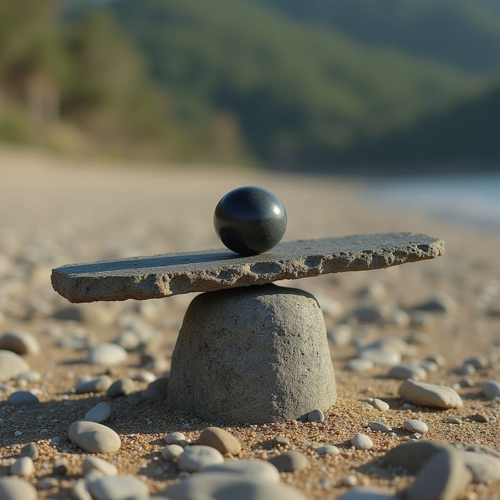 Ancient Iron Balance on a Stone Pedestal in a Deserted Squar...