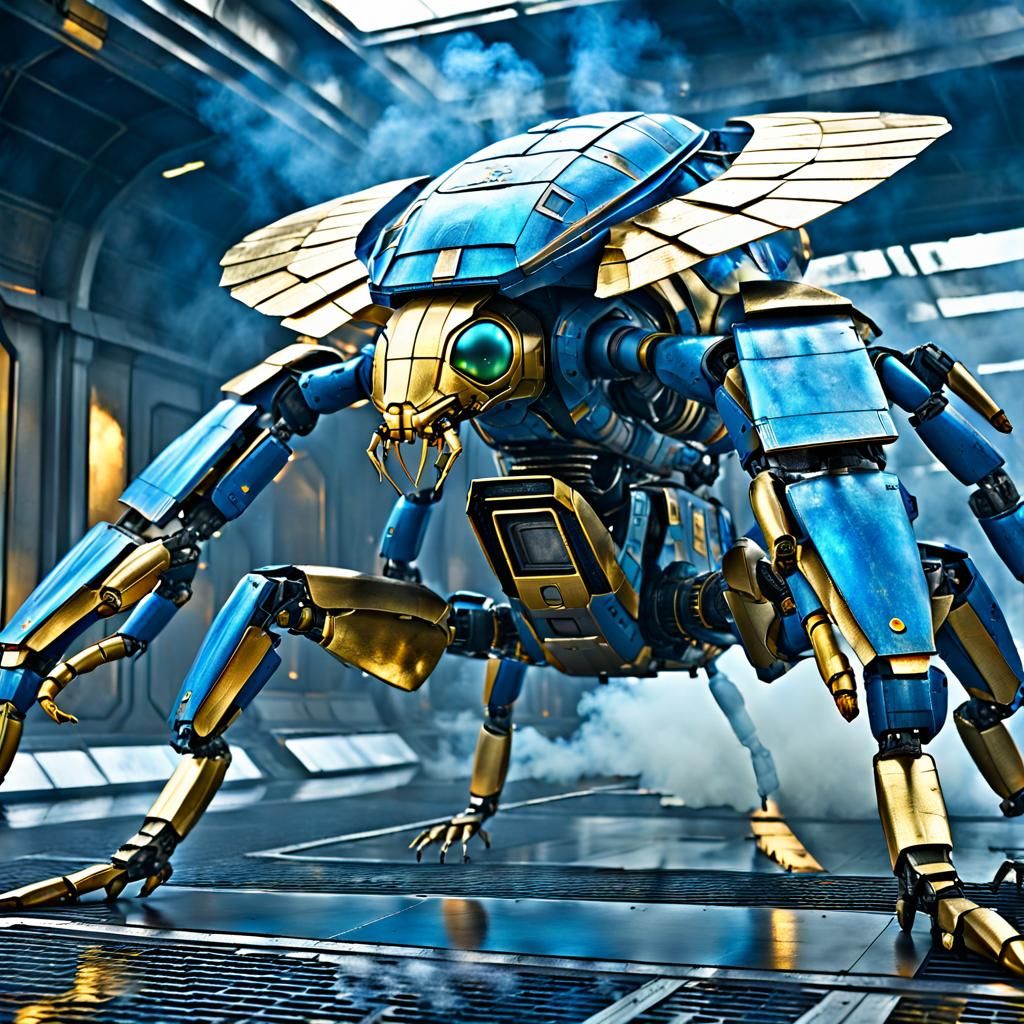 Mosquito-Scorpion Robot in Spaceship Interior