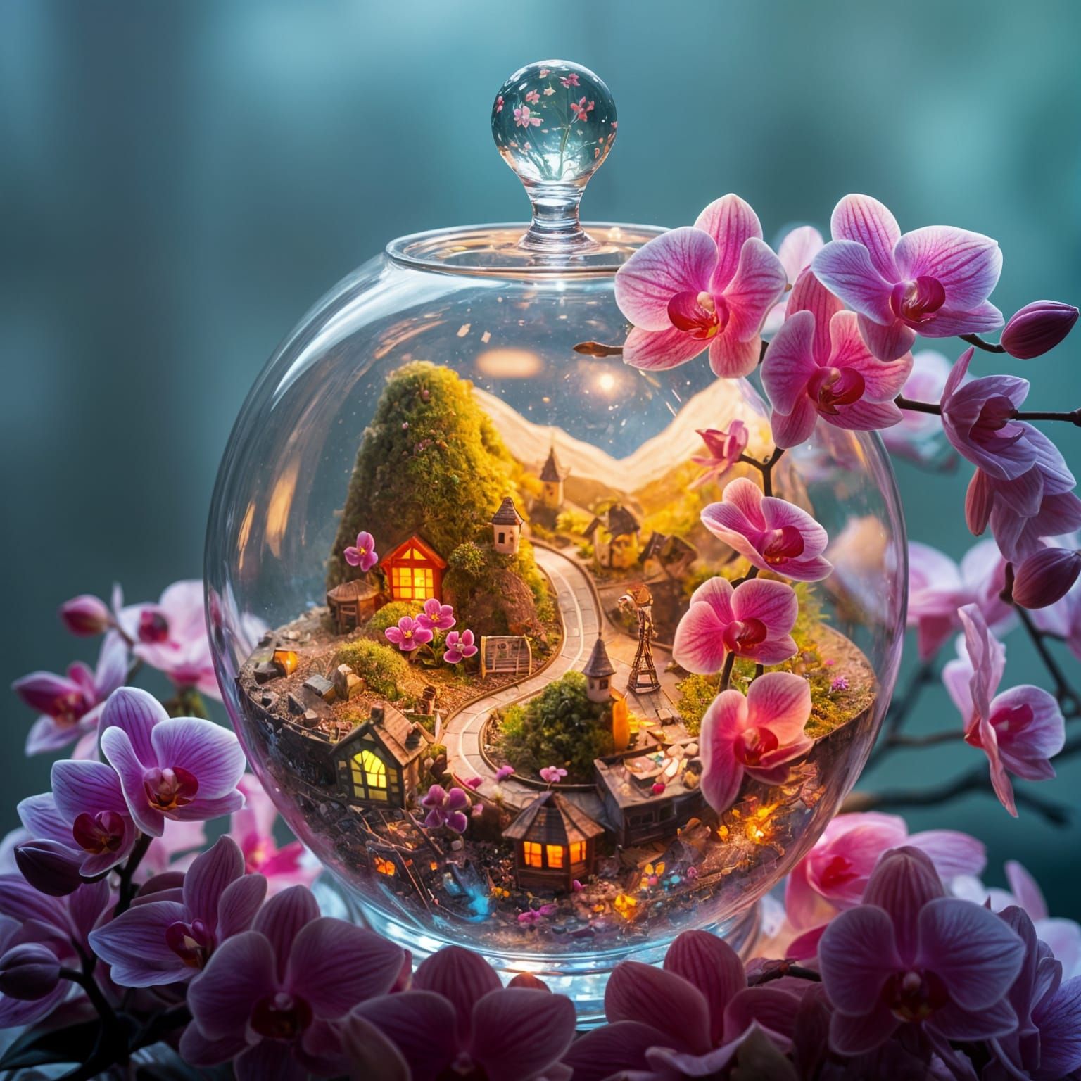 Enchanted Town Inside Holographic Flower Pot