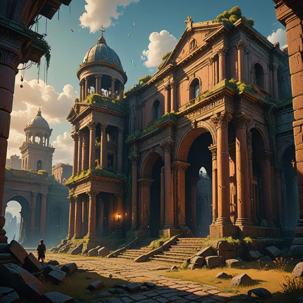 Ancient Roman Village in Dreamlike Wonder