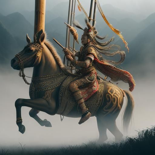 Naga Tribal Dancers on Bamboo Poles: Cinematic Digital Art