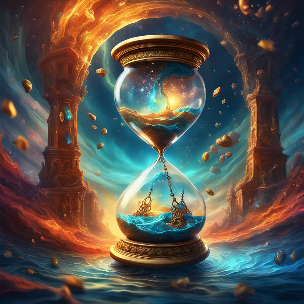 Magical Hourglass Drifting in Time: Abstract 3D Art
