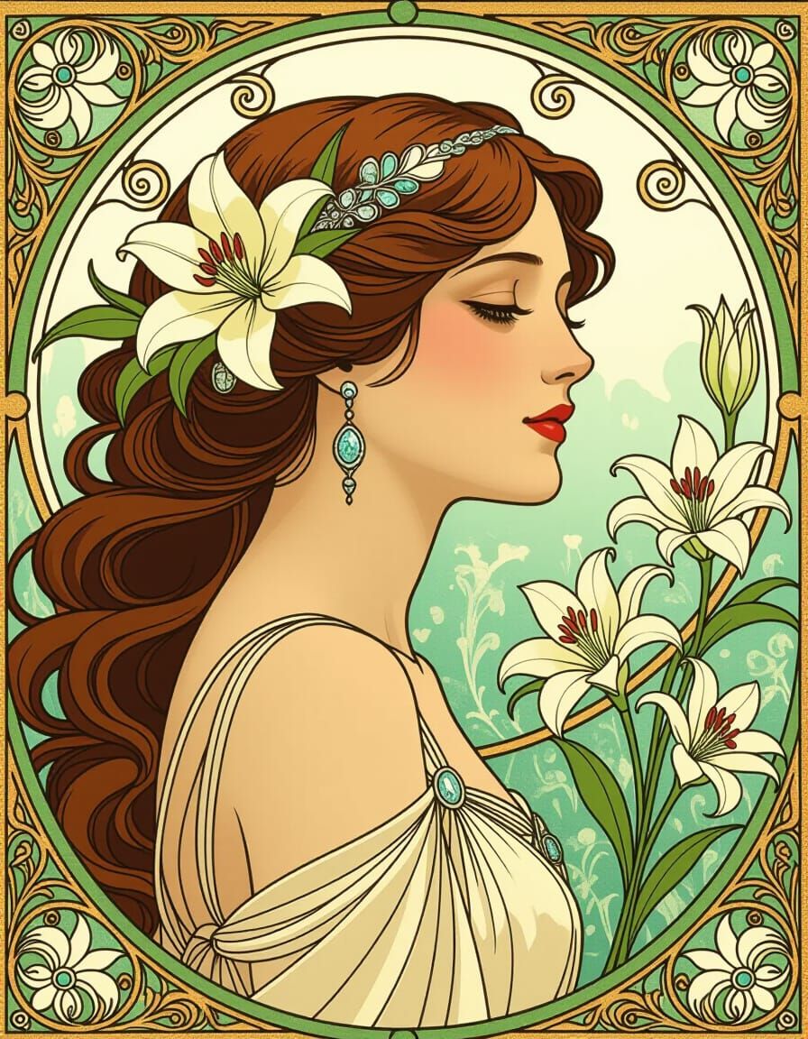 Gem Lily in Art Nouveau Style