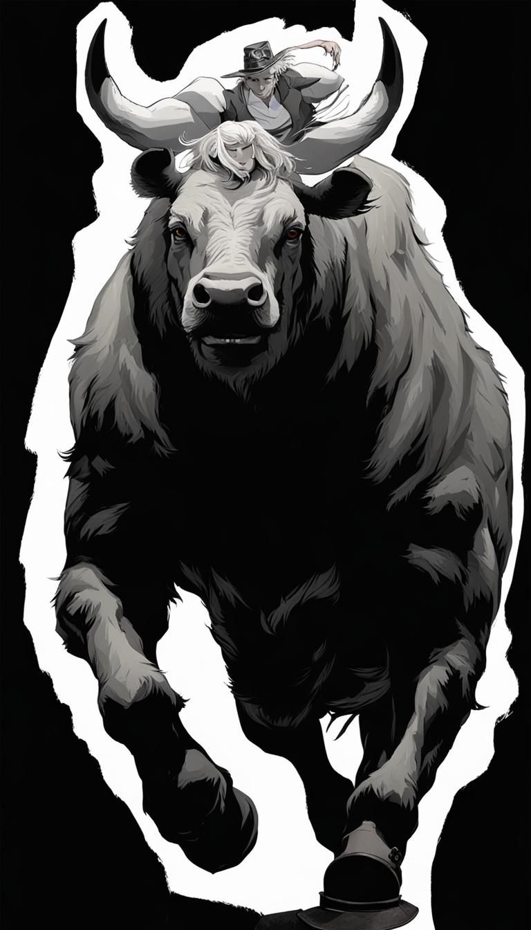 Cowboy Rides a Beast: Whimsical Digital Illustration