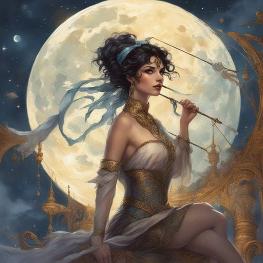 Beautiful French Girl Circus Portrait in Splash Art