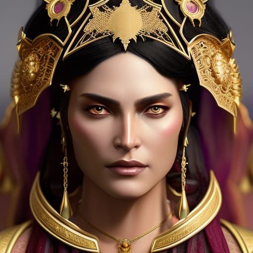 Sun Goddess Priestess Portrait in Fantasy Style